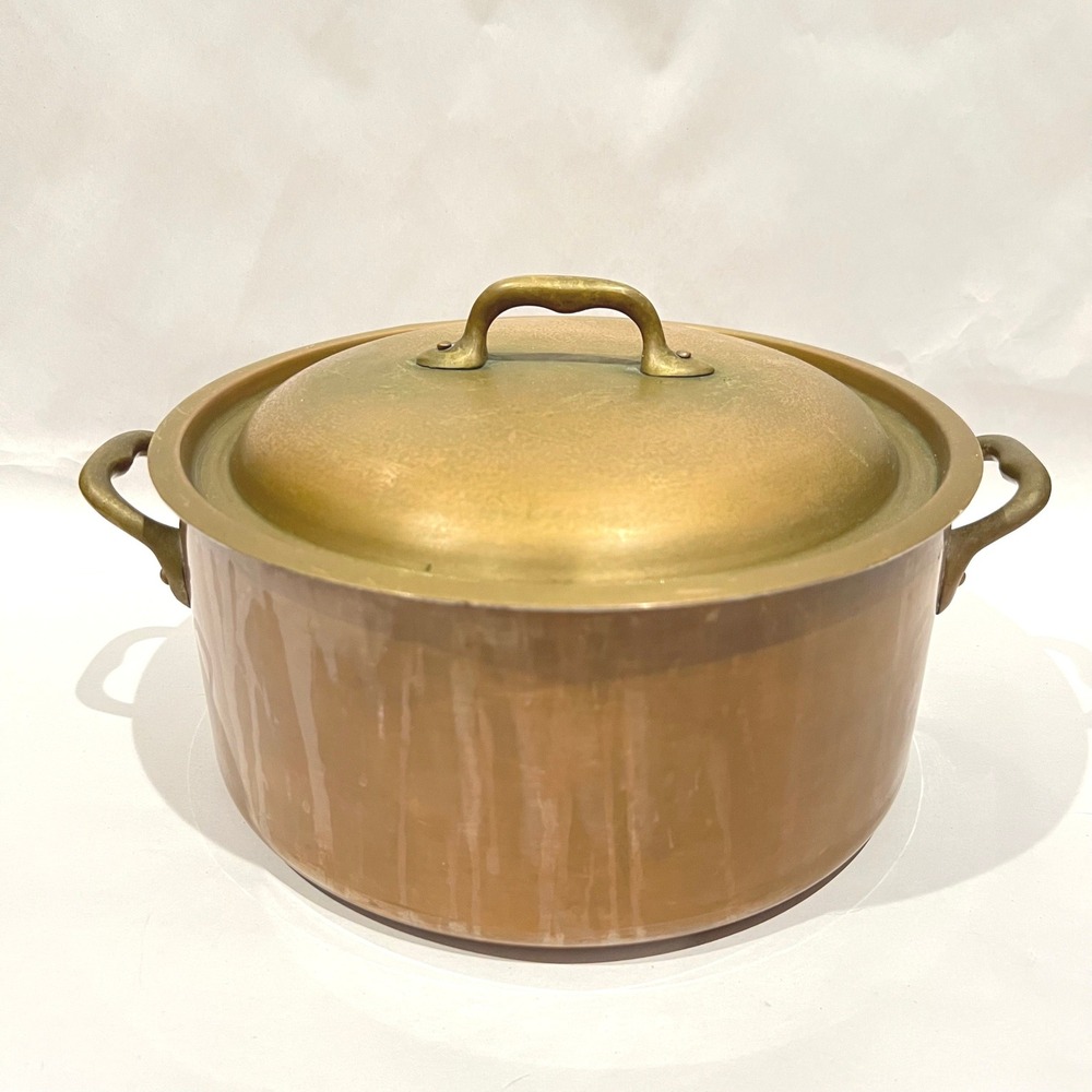 Vintage E. Dehillerin Paris Copper Dutch Oven Stock Pot w Lid Made in France